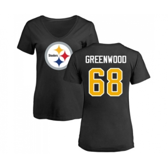 Football Women's Pittsburgh Steelers #68 L.C. Greenwood Black Name & Number Logo Slim Fit T-Shirt - Ujersey