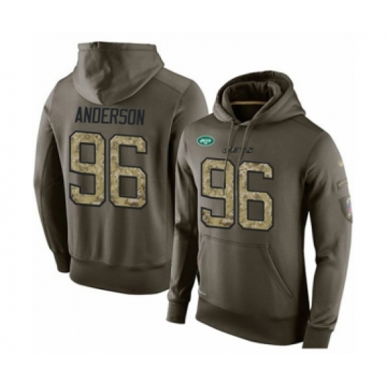 Football Men's New York Jets #96 Henry Anderson Green Salute To Service Pullover Hoodie - Ujersey