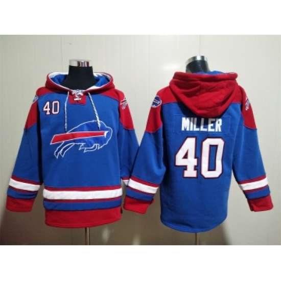 Men's Buffalo Bills #40 Von Miller Blue Ageless Must Have Lace Up Pullover Hoodie - Ujersey