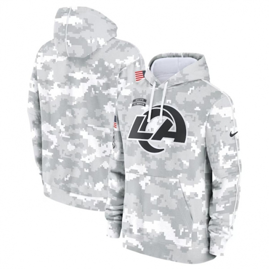 Men's Los Angeles Rams 2024 Arctic Camo Salute To Service Club Fleece Pullover Hoodie - Ujersey