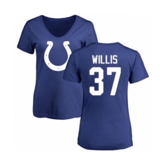 Football Women's Indianapolis Colts #37 Khari Willis Royal Blue Name & Number Logo T-Shirt - Ujersey