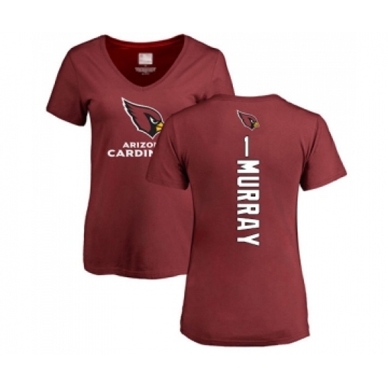 Football Women's Arizona Cardinals #1 Kyler Murray Maroon Backer T-Shirt - Ujersey