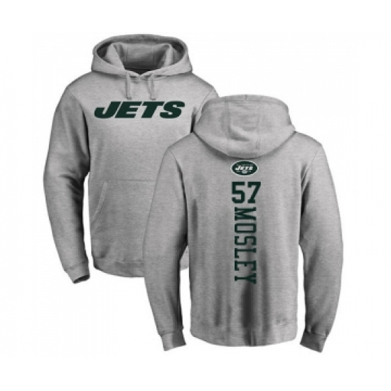 Football New York Jets #57 C.J. Mosley Ash Backer Pullover Hoodie - Ujersey