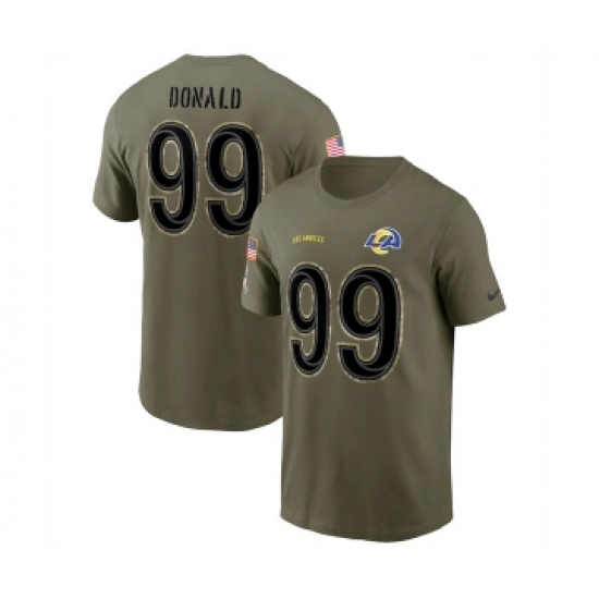 Men's Los Angeles Rams #99 Aaron Donald 2022 Olive Salute to Service T-Shirt - Ujersey