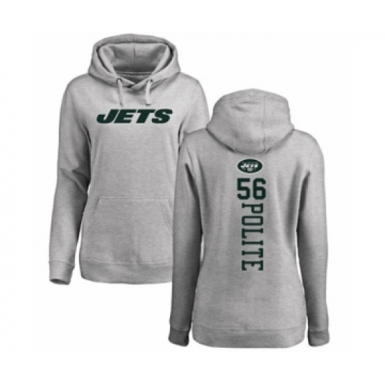 Football Women's New York Jets #56 Jachai Polite Ash Backer Pullover Hoodie - Ujersey