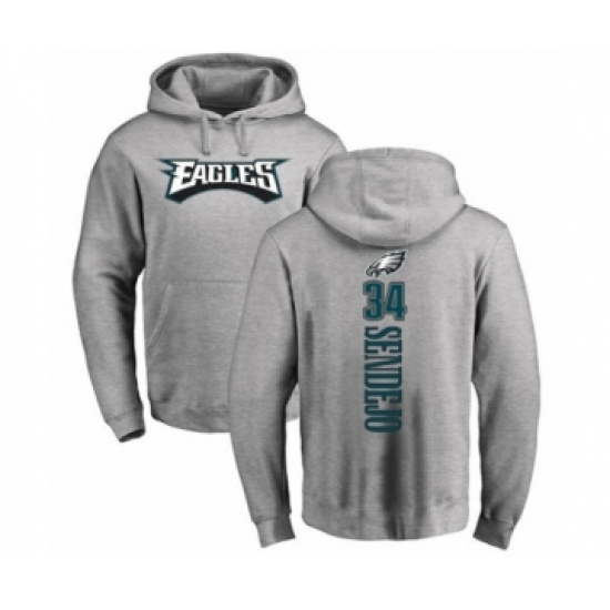 Philadelphia Eagles #34 Andrew Sendejo Ash Backer Pullover Hoodie - Ujersey
