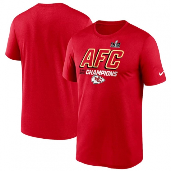 Men's Kansas City Chiefs Red 2023 AFC Champions Iconic T-Shirt - Ujersey