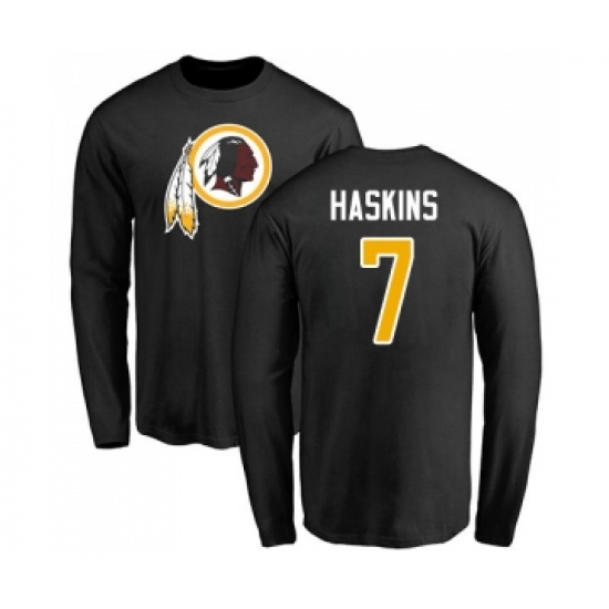 Football Washington Redskins #7 Dwayne Haskins Black Name & Number Logo Long Sleeve T-Shirt - Ujersey