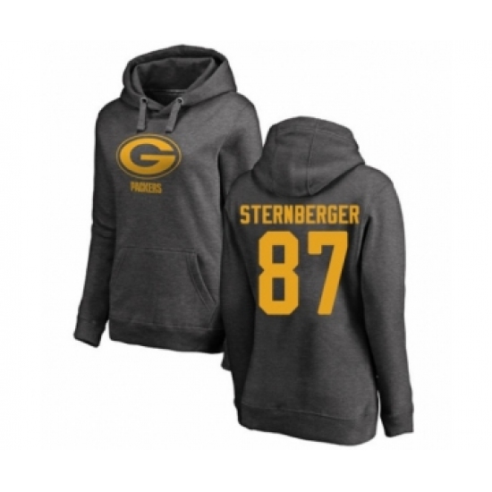 Football Women's Green Bay Packers #87 Jace Sternberger Ash One Color Pullover Hoodie - Ujersey