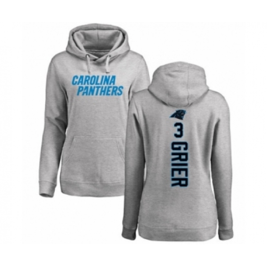 Football Women's Carolina Panthers #3 Will Grier Ash Backer Pullover Hoodie - Ujersey