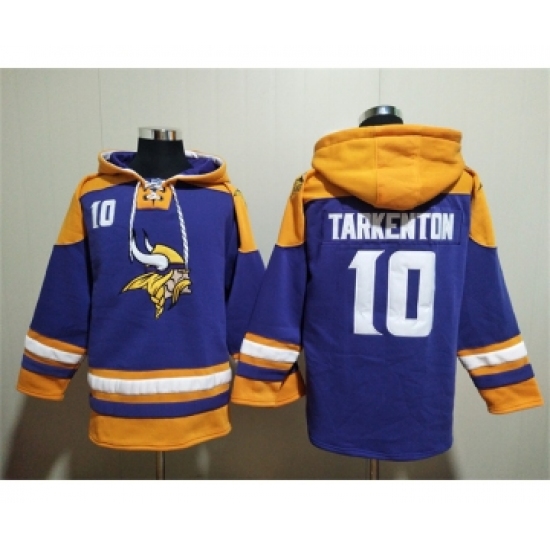 Men's Minnesota Vikings #10 Fran Tarkenton Purple Yellow Ageless Must-Have Lace-Up Pullover Hoodie - Ujersey