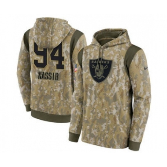 Men's Las Vegas Raiders #94 Carl Nassib Camo 2021 Salute To Service Therma Performance Pullover Football Hoodie - Ujersey