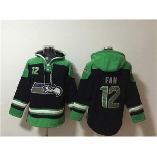 Men's Seattle Seahawks #12 Fan Black Ageless Must-Have Lace-Up Pullover Hoodie - Ujersey