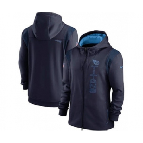 Men's Tennessee Titans 2021 Navy Sideline Team Performance Full-Zip Hoodie - Ujersey