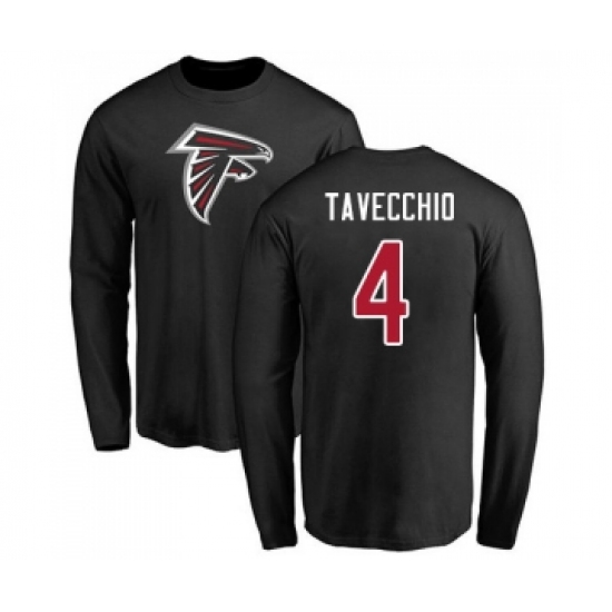 Football Atlanta Falcons #4 Giorgio Tavecchio Black Name & Number Logo Long Sleeve T-Shirt - Ujersey