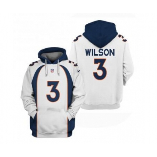 Men's Denver Broncos #3 Russell Wilson White Pullover Hoodie - Ujersey