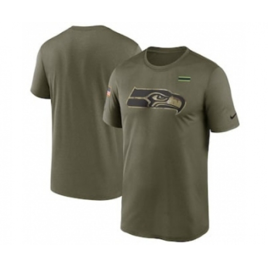Men's Seattle Seahawks Football Olive 2021 Salute To Service Legend Performance T-Shirt - Ujersey