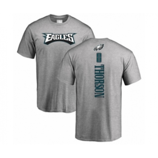 Philadelphia Eagles #8 Clayton Thorson Ash Backer T-Shirt - Ujersey