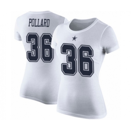 Football Women's Dallas Cowboys #36 Tony Pollard White Rush Pride Name & Number T-Shirt - Ujersey
