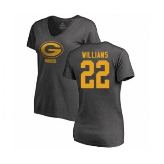 Football Women's Green Bay Packers #22 Dexter Williams Ash One Color T-Shirt - Ujersey