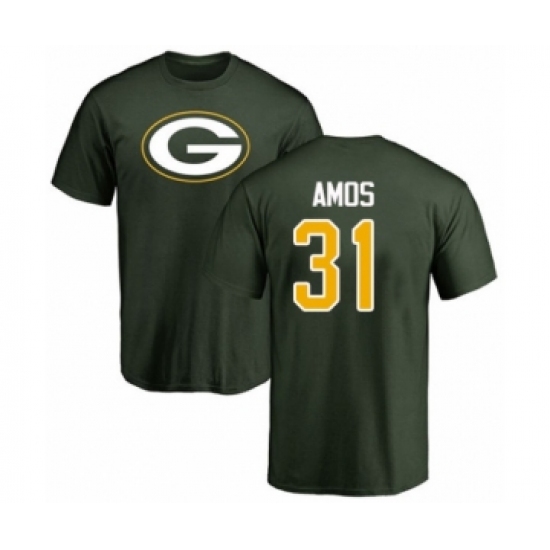 Football Green Bay Packers #31 Adrian Amos Green Name & Number Logo T-Shirt - Ujersey