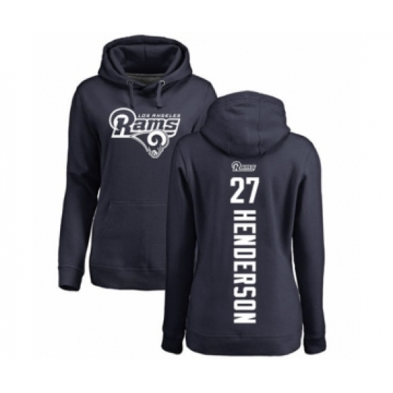 Football Women's Los Angeles Rams #27 Darrell Henderson Navy Blue Backer Pullover Hoodie - Ujersey