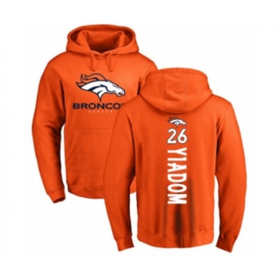 Football Denver Broncos #26 Isaac Yiadom Orange Backer Pullover Hoodie - Ujersey