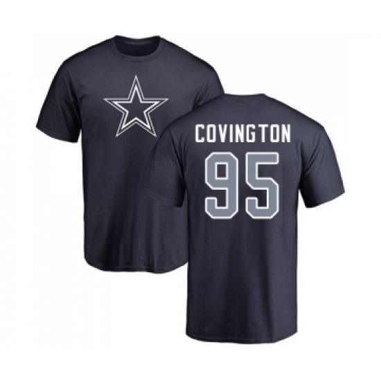 Football Dallas Cowboys #95 Christian Covington Navy Blue Name & Number Logo T-Shirt - Ujersey