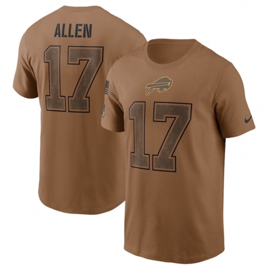 Men's Buffalo Bills #17 Josh Allen 2023 Brown Salute To Service T Shirt - Ujersey