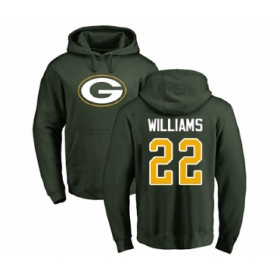 Football Green Bay Packers #22 Dexter Williams Green Name & Number Logo Pullover Hoodie - Ujersey