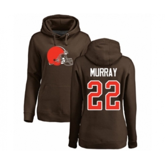 Football Women's Cleveland Browns #22 Eric Murray Brown Name & Number Logo Pullover Hoodie - Ujersey