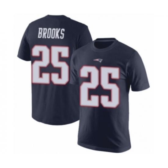 Football New England Patriots #25 Terrence Brooks Navy Blue Rush Pride Name & Number T-Shirt - Ujersey