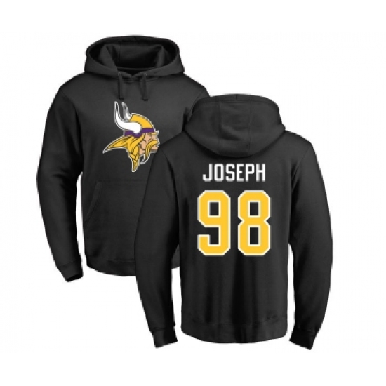 Football Minnesota Vikings #98 Linval Joseph Black Name & Number Logo Pullover Hoodie - Ujersey