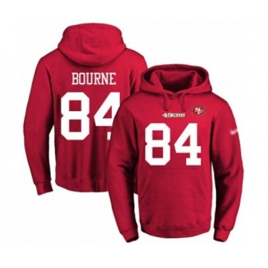 Football Men's San Francisco 49ers #84 Kendrick Bourne Red Name & Number Pullover Hoodie - Ujersey