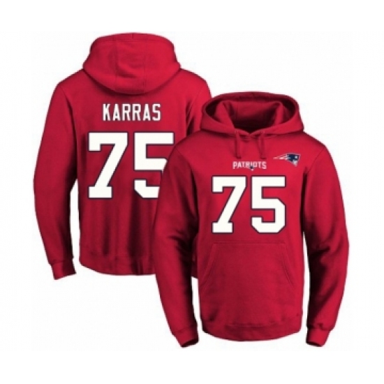 Football Men's New England Patriots #75 Ted Karras Red Name & Number Pullover Hoodie - Ujersey