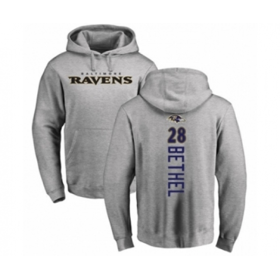 Football Baltimore Ravens #28 Justin Bethel Ash Backer Pullover Hoodie - Ujersey