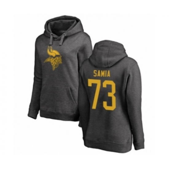 Football Women's Minnesota Vikings #73 Dru Samia Ash One Color Pullover Hoodie - Ujersey