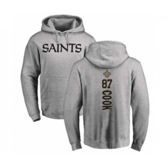 Football New Orleans Saints #87 Jared Cook Ash Backer Pullover Hoodie - Ujersey