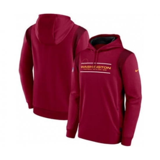 Men's Washington Football Team 2021 Burgundy Sideline Logo Performance Pullover Hoodie - Ujersey