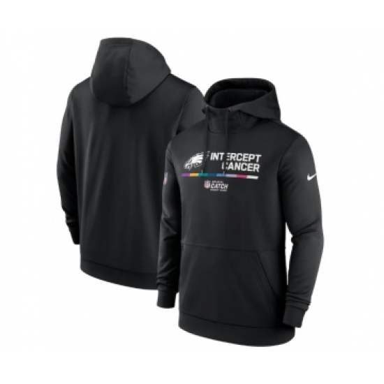 Men's Philadelphia Eagles 2022 Black Crucial Catch Therma Performance Pullover Hoodie - Ujersey
