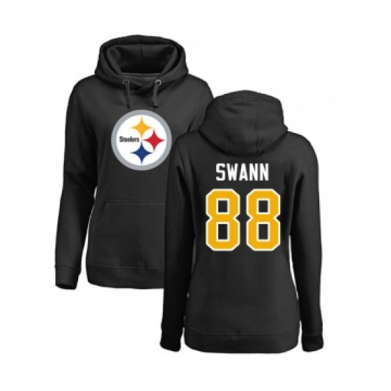 Football Women's Pittsburgh Steelers #88 Lynn Swann Black Name & Number Logo Pullover Hoodie - Ujersey