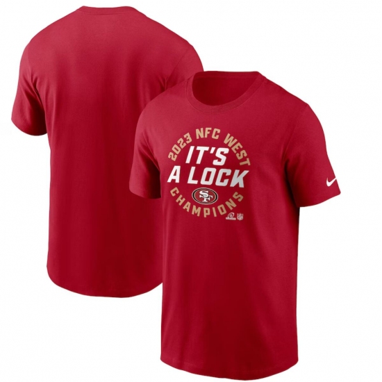 Men's San Francisco 49ers Scarlet 2023 NFC West Division Champions Locker Room Trophy Collection T-Shirt - Ujersey