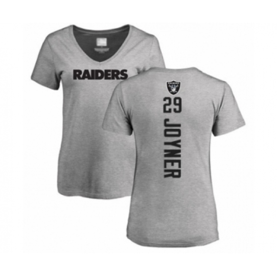Football Women's Oakland Raiders #29 Lamarcus Joyner Ash Backer T-Shirt - Ujersey