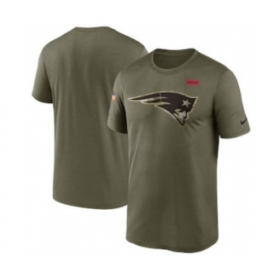 Men's New England Patriots Football Olive 2021 Salute To Service Legend Performance T-Shirt - Ujersey