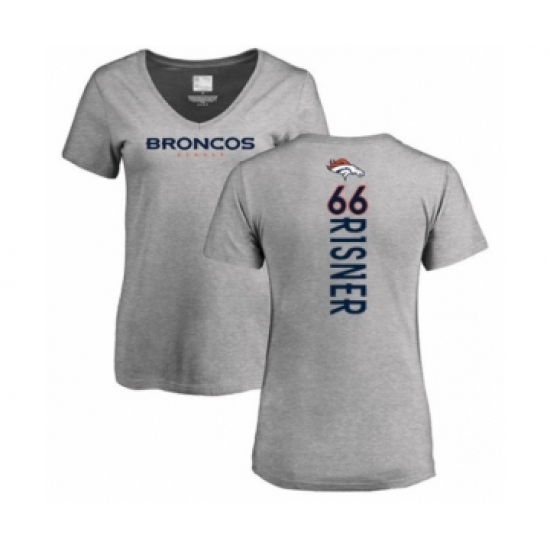 Football Women's Denver Broncos #66 Dalton Risner Ash Backer V-Neck T-Shirt - Ujersey
