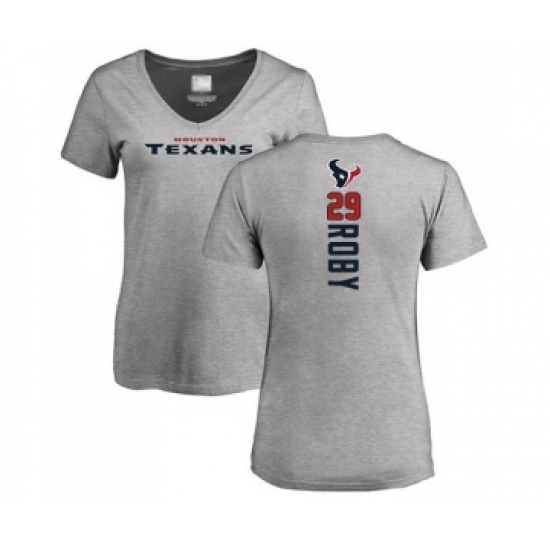 Football Women's Houston Texans #29 Bradley Roby Ash Backer T-Shirt - Ujersey
