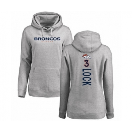 Football Women's Denver Broncos #3 Drew Lock Ash Backer Pullover Hoodie - Ujersey