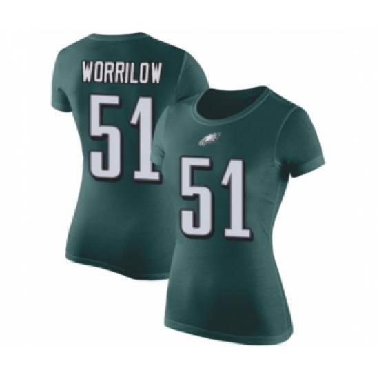 Women's Philadelphia Eagles #51 Paul Worrilow Green Rush Pride Name & Number T-Shirt - Ujersey