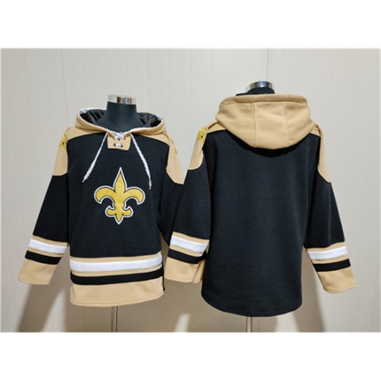 Men's New Orleans Saints Blank Black Ageless Must-Have Lace-Up Pullover Hoodie - Ujersey