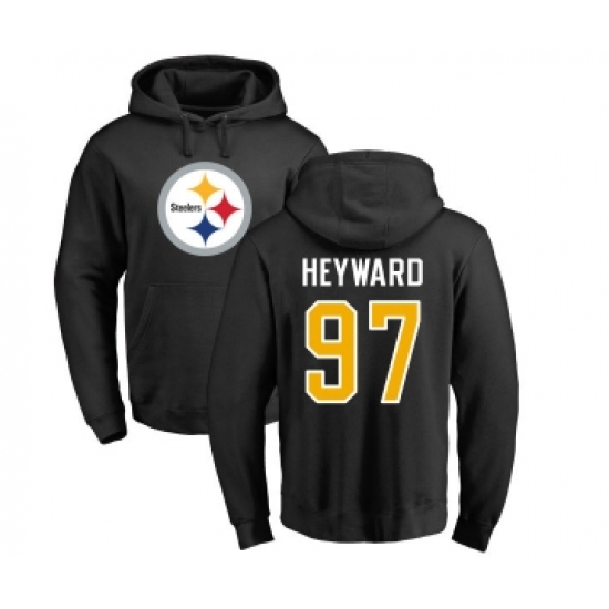 Football Pittsburgh Steelers #97 Cameron Heyward Black Name & Number Logo Pullover Hoodie - Ujersey